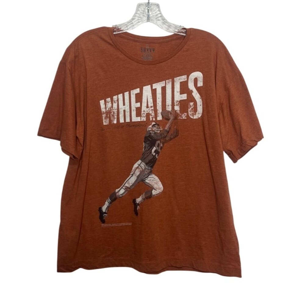 Wheaties Youth Graphic Tshirt Football Player Boys XL Rust Orange Cotton Blend